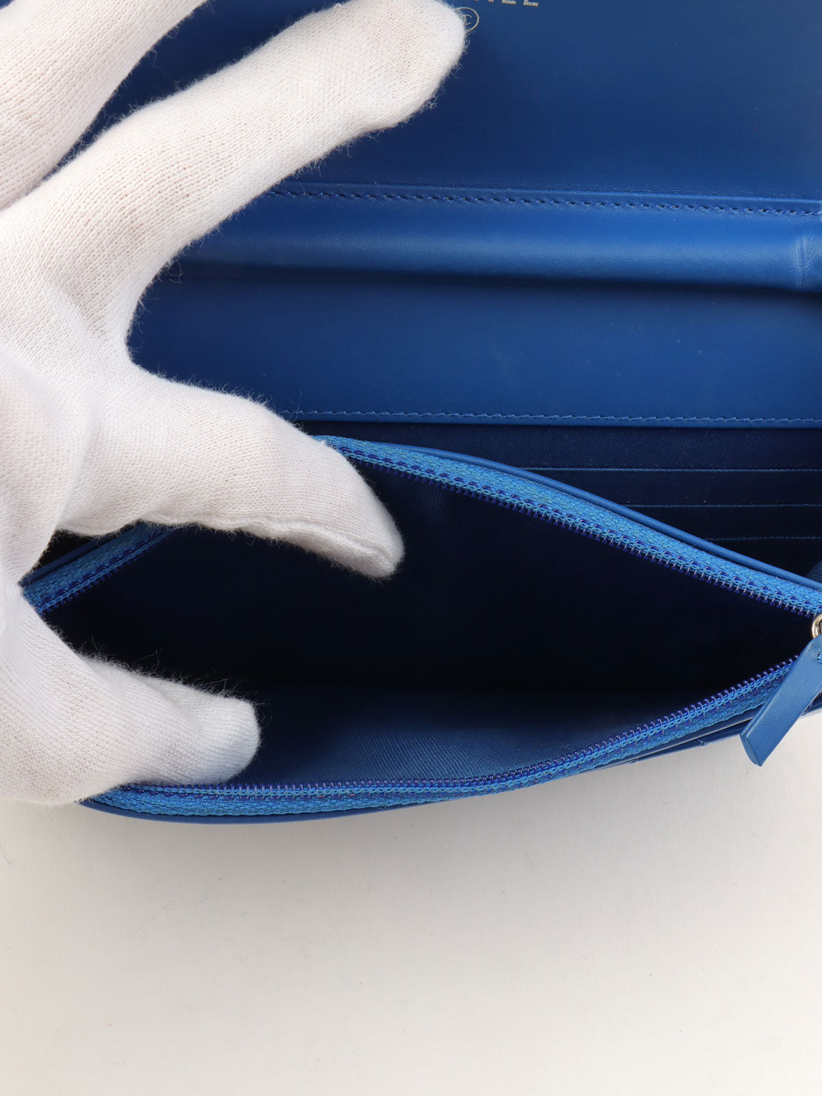 2014 Patent Boy Chanel Chain Wallet, Blue