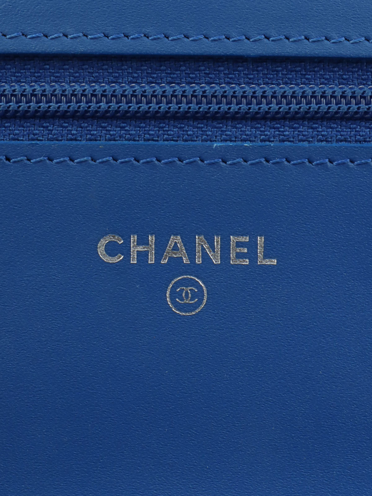 2014 Patent Boy Chanel Chain Wallet, Blue
