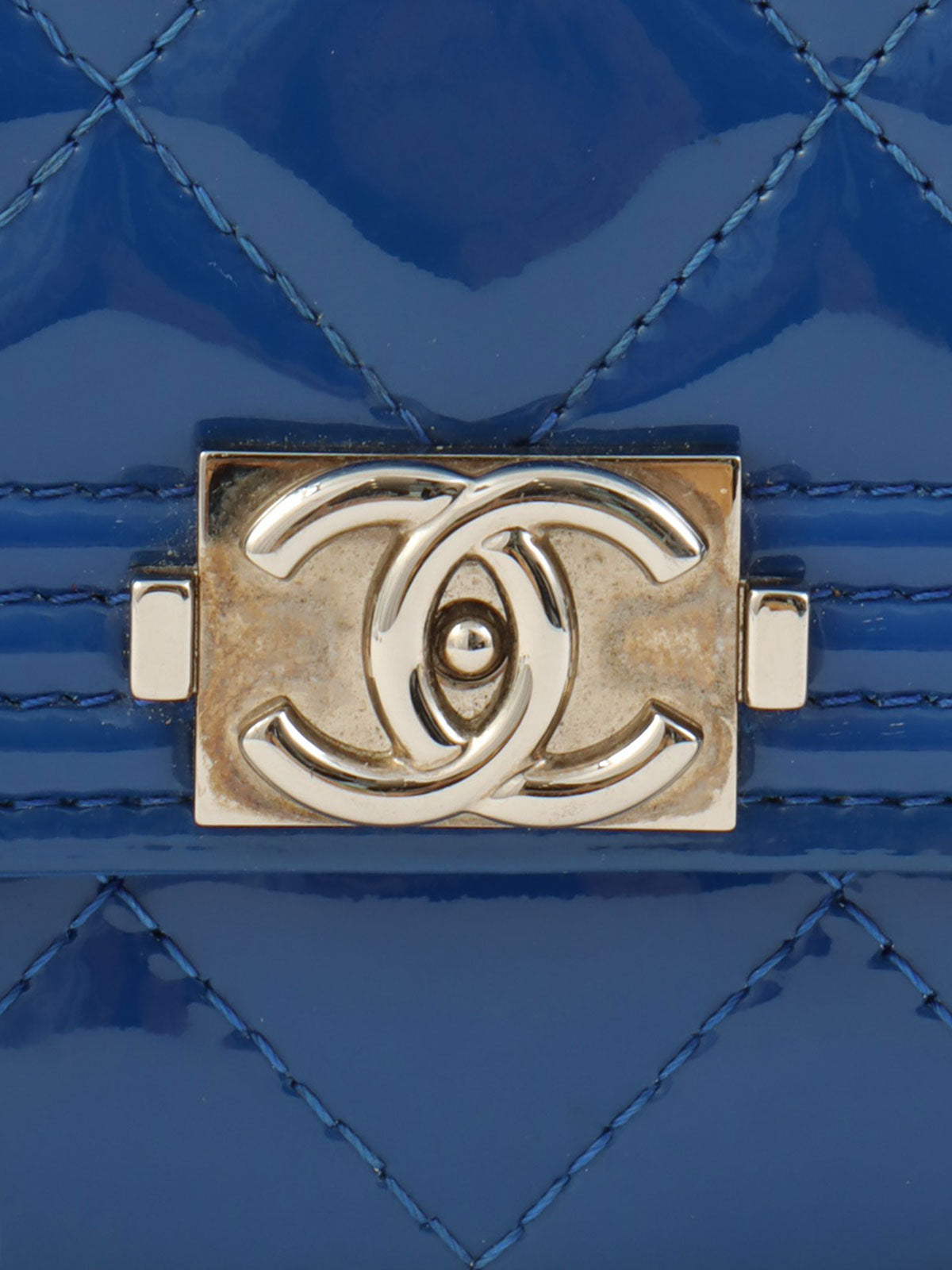 2014 Patent Boy Chanel Chain Wallet, Blue