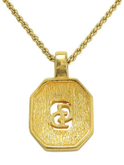 Rhinestone Octagon Logo Plate Necklace Gold/Black
