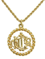 Circle Emblem Logo Plate Necklace Gold