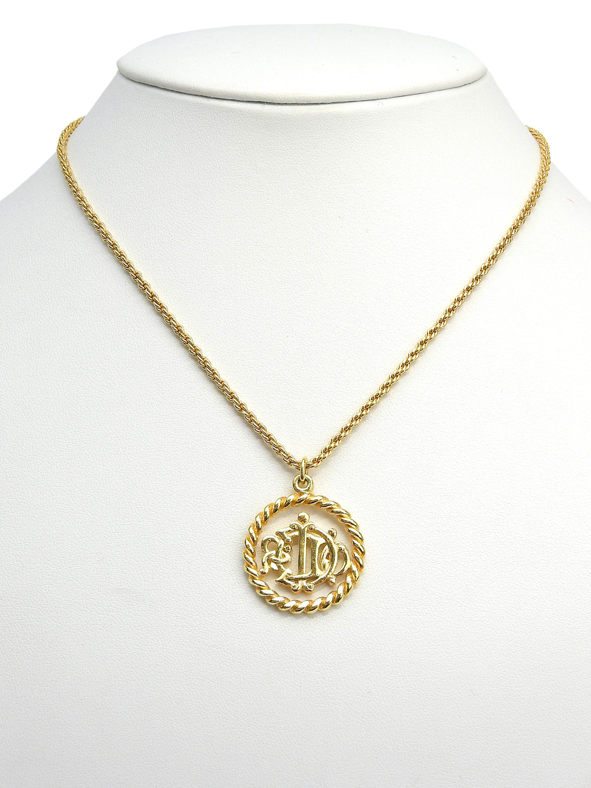 Circle Emblem Logo Plate Necklace Gold