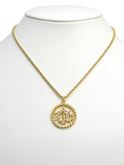 Circle Emblem Logo Plate Necklace Gold