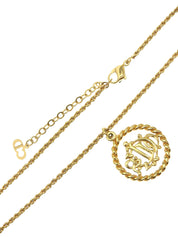 Circle Emblem Logo Plate Necklace Gold