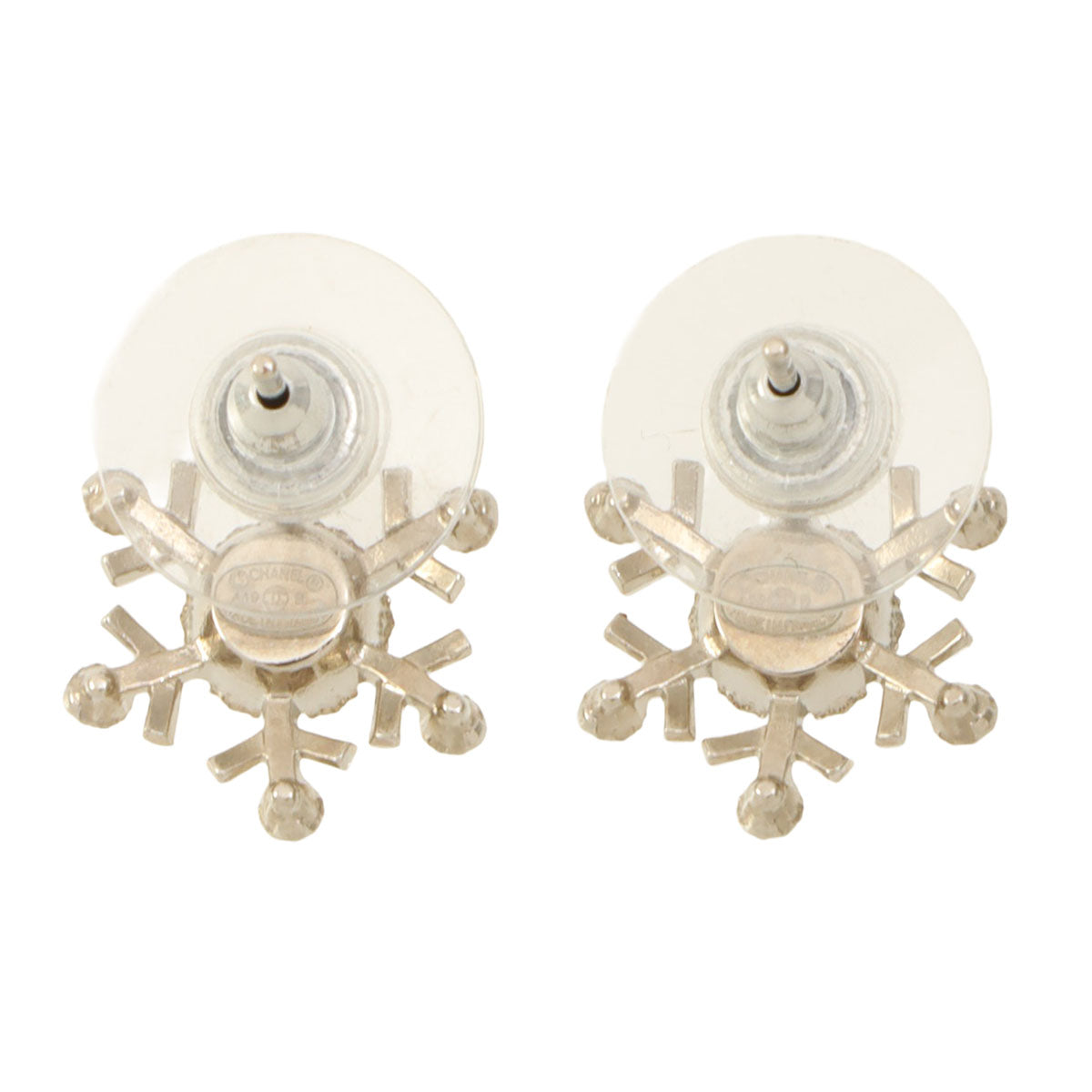 2019 CC Mark Snowflake Pierced Earrings Silver