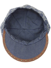 靛蓝色牛仔布碎石图案帽子