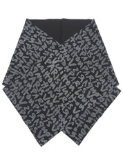 字母图案涂鸦围巾 黑色/银色