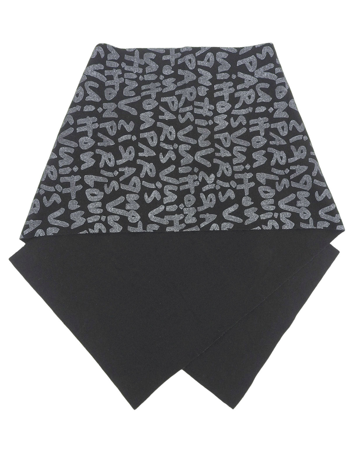 字母图案涂鸦围巾 黑色/银色