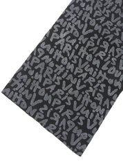 字母图案涂鸦围巾 黑色/银色