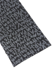 字母图案涂鸦围巾 黑色/银色
