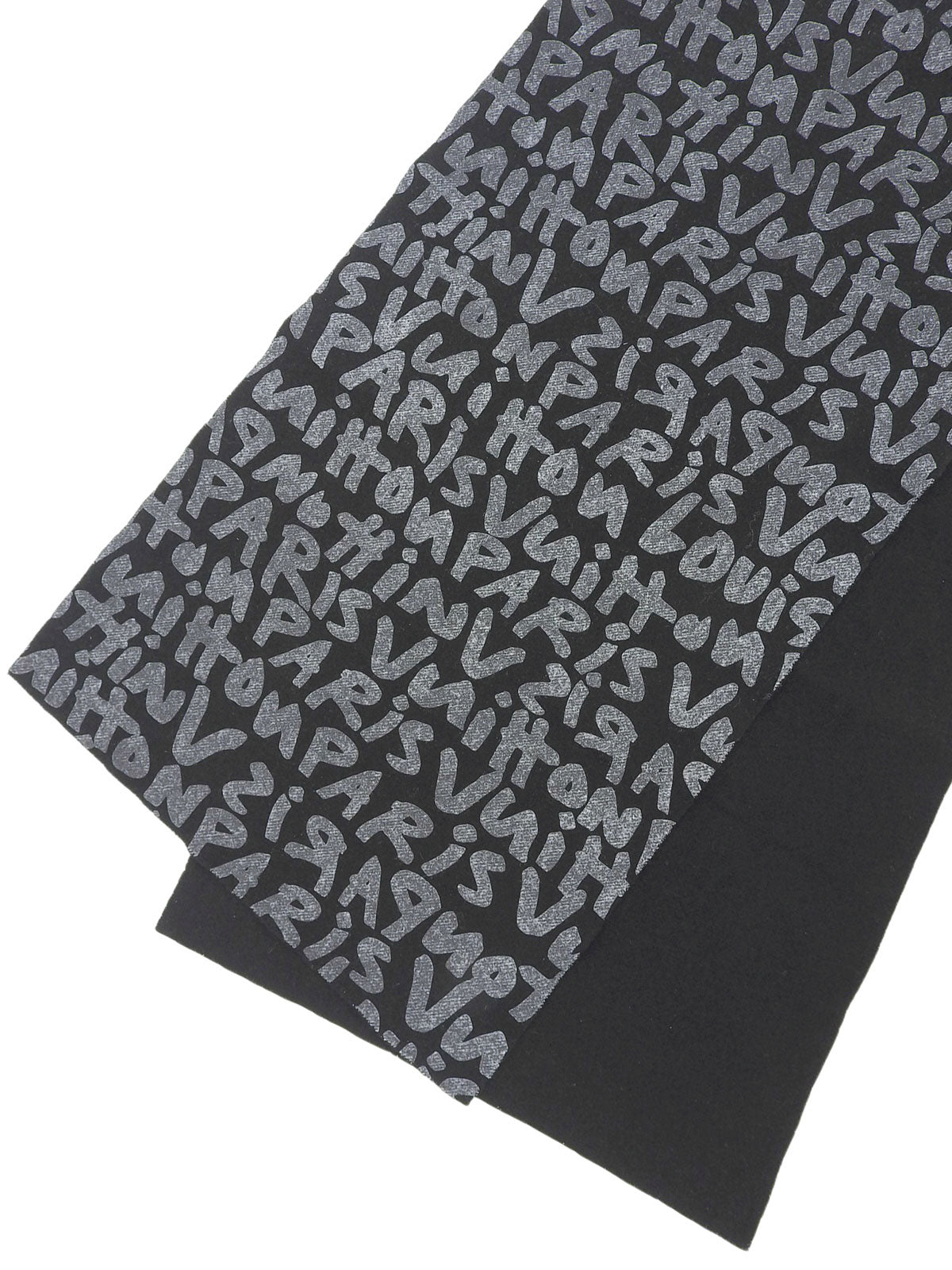 字母图案涂鸦围巾 黑色/银色