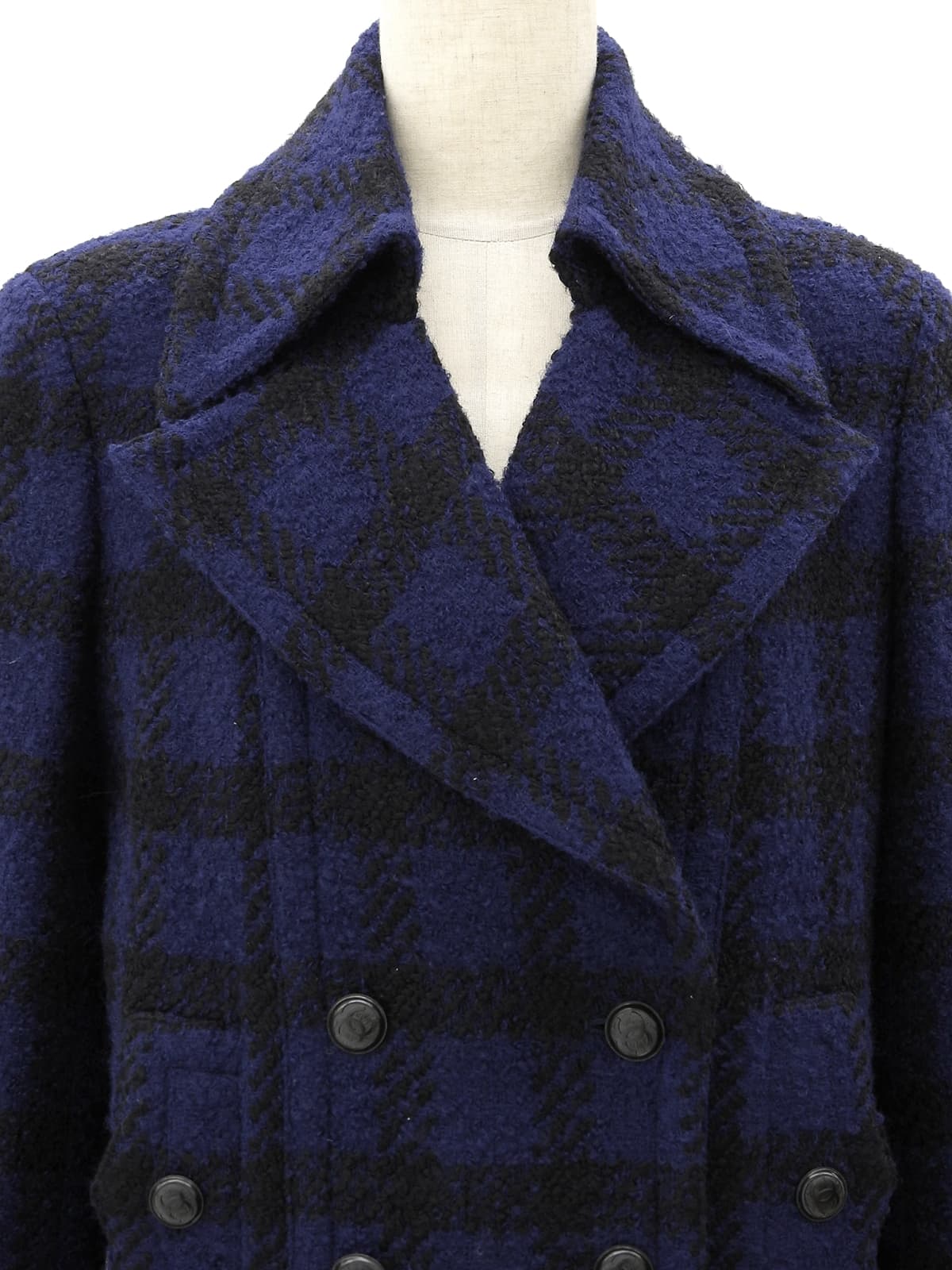 1996 Checked CC Mark Button Double Breasted Jacket #38 Navy/Black