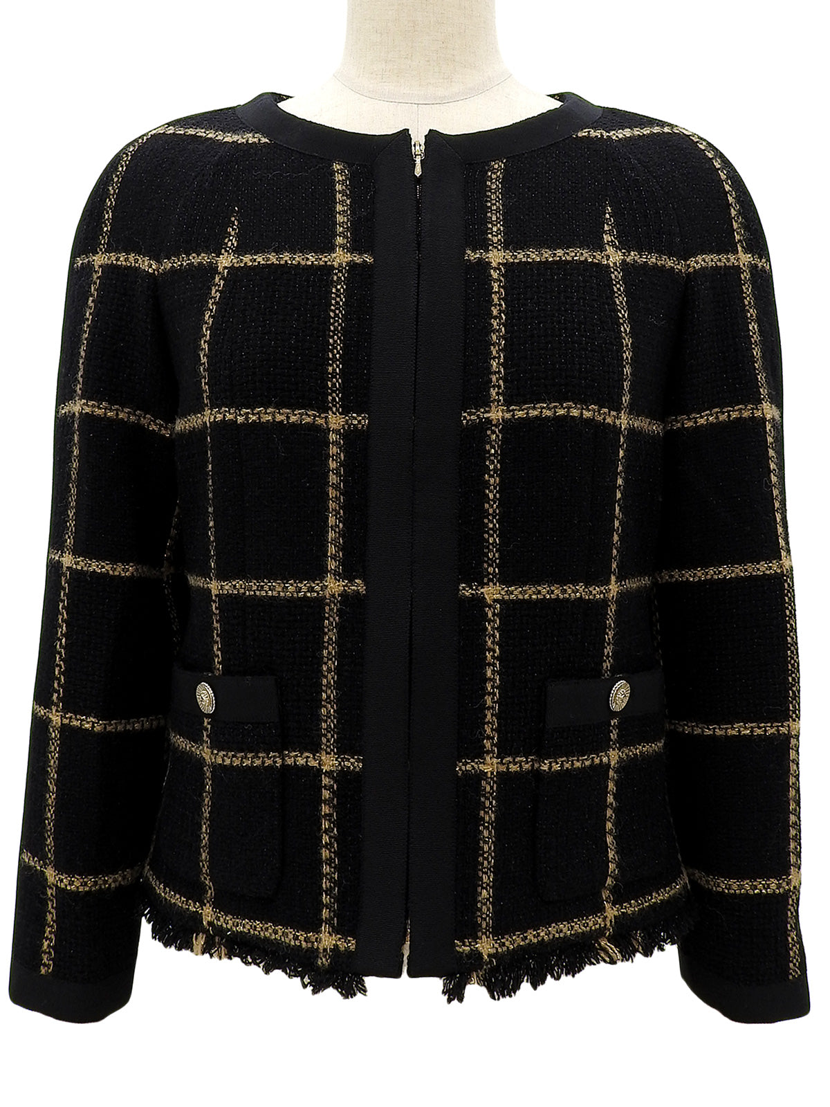 パイピングCCマークボタンジャケット ブラック #34