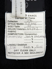 黑色羊绒 CC 标志纽扣双排扣长款大衣