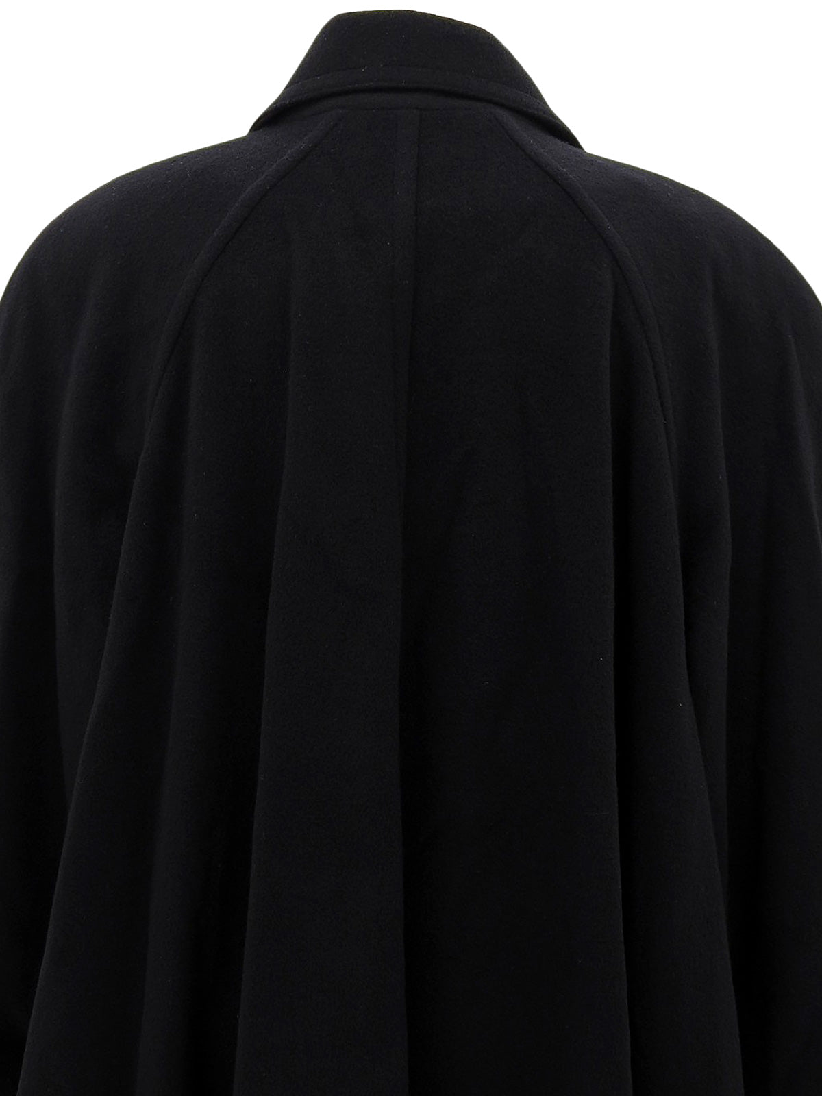 黑色羊绒 CC 标志纽扣双排扣长款大衣