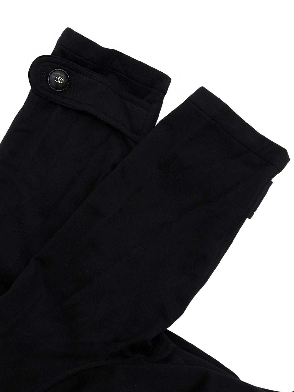 黑色羊绒 CC 标志纽扣双排扣长款大衣