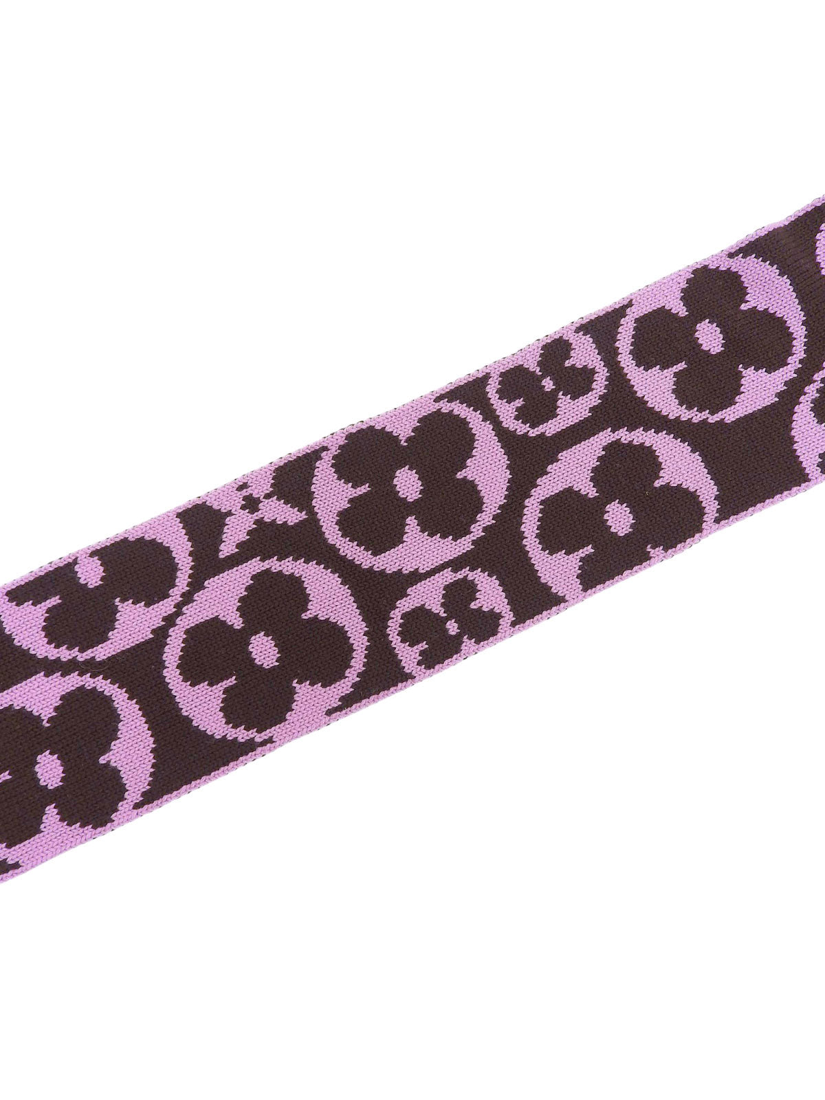 棕色/粉色羊毛字母图案围巾