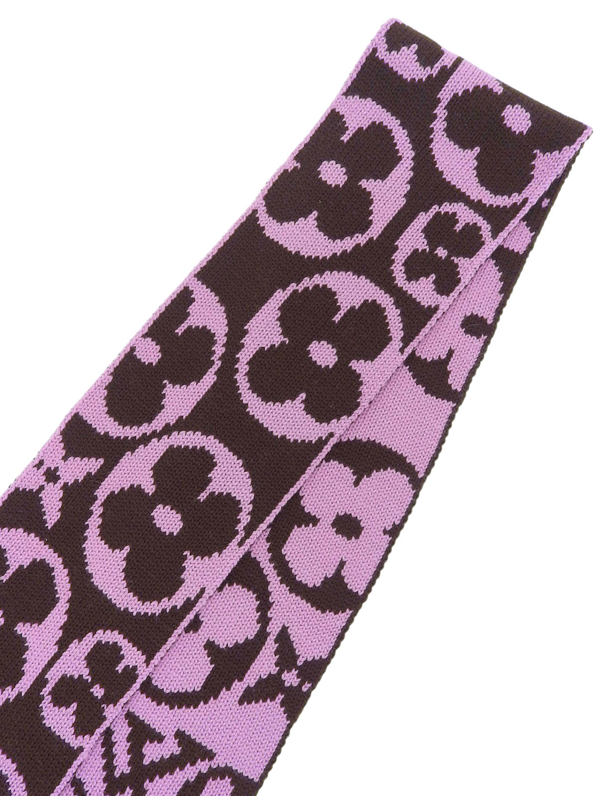 棕色/粉色羊毛字母图案围巾