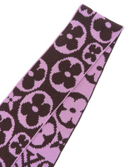 棕色/粉色羊毛字母图案围巾