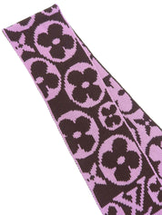 棕色/粉色羊毛字母图案围巾