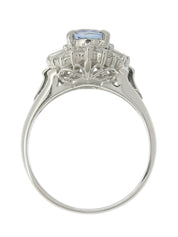 Platinum Sapphire Diamond Ring #50 Silver/Blue