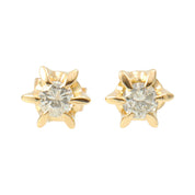 18K Diamond Pierced Earrings Gold