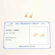 18K Diamond Pierced Earrings Gold