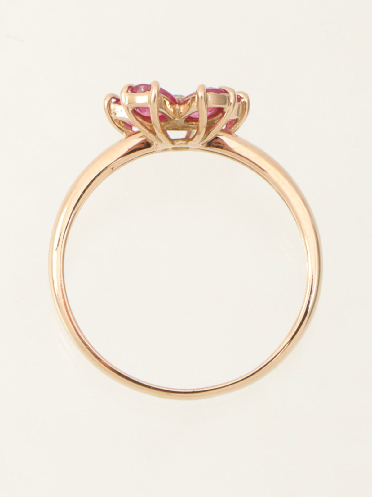 18K Ruby Diamond Flower Motif Ring #51 Gold/Pink