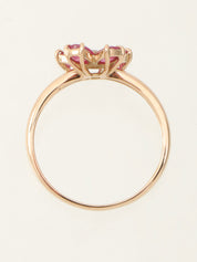 18K Ruby Diamond Flower Motif Ring #51 Gold/Pink