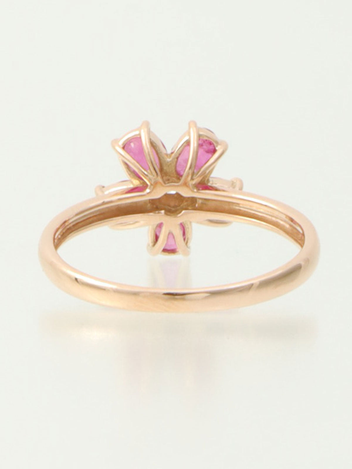 18K Ruby Diamond Flower Motif Ring #51 Gold/Pink