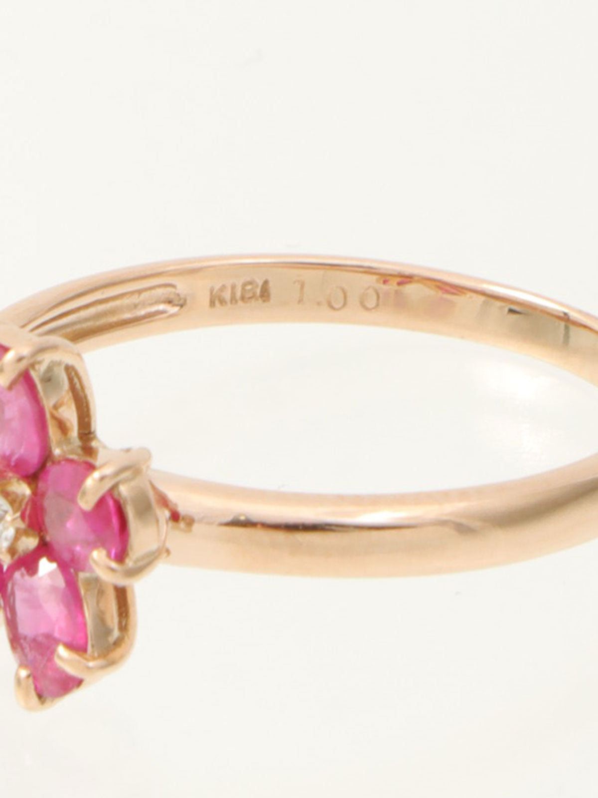 18K Ruby Diamond Flower Motif Ring #51 Gold/Pink