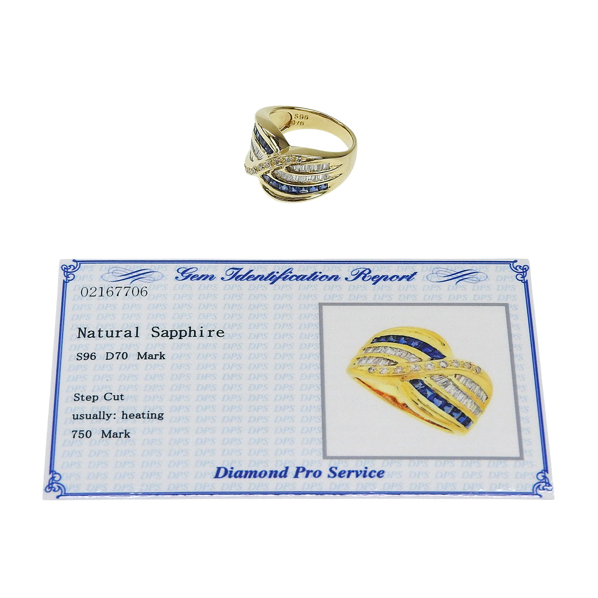 18K Sapphire Diamond Design Ring #52 Gold/Blue