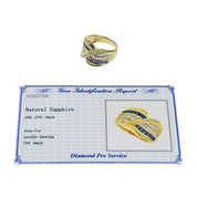 18K Sapphire Diamond Design Ring #52 Gold/Blue