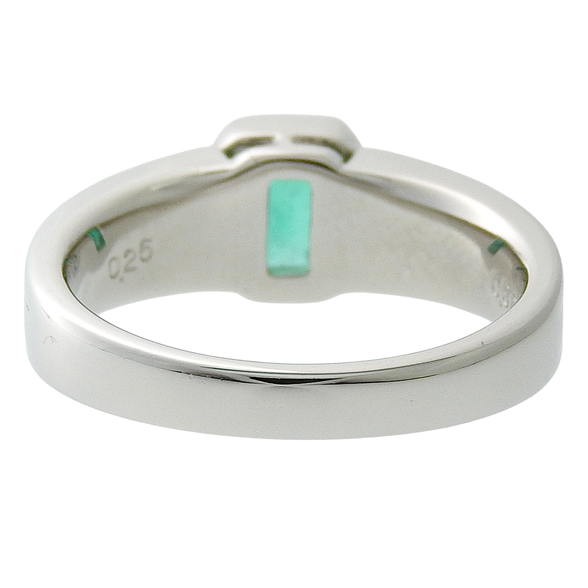Platinum Emerald Diamond Ring #52 Silver/Green