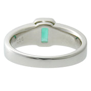 Platinum Emerald Diamond Ring #52 Silver/Green