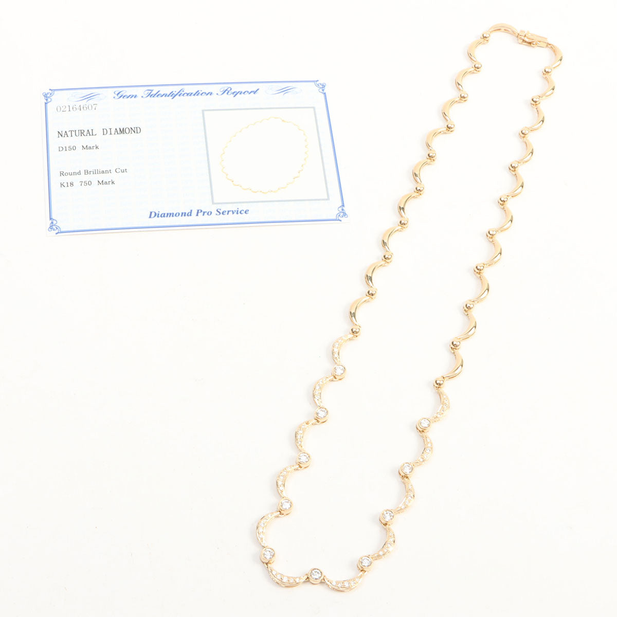 18K Diamond Chain Necklace Yellow Gold