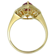 18K Ruby Diamond Designer Ring #57 Gold/Cherry Red