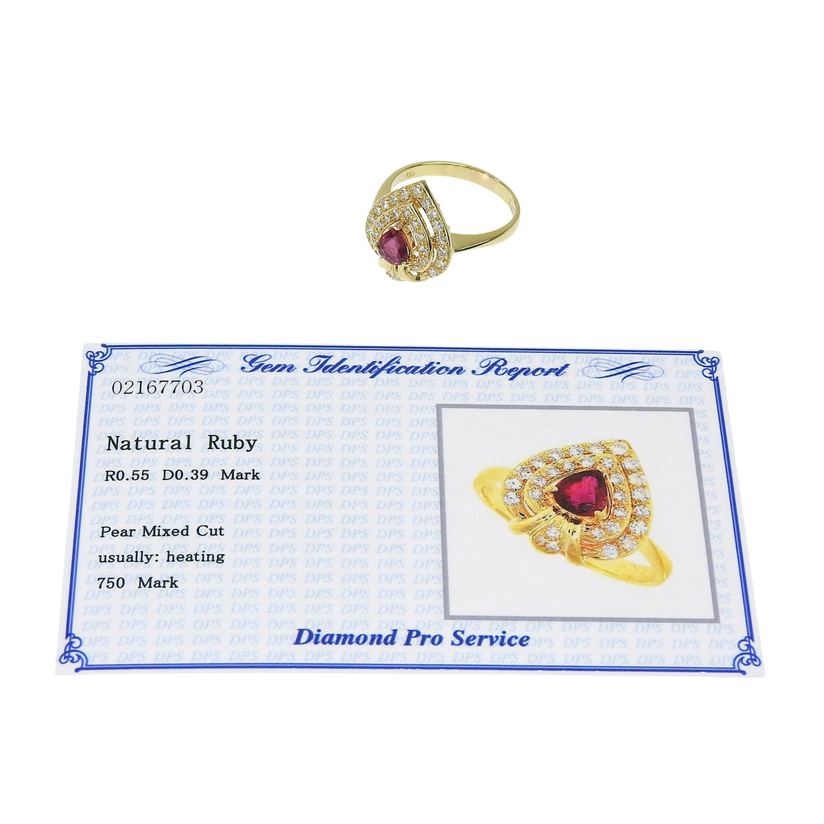 18K Ruby Diamond Designer Ring #57 Gold/Cherry Red