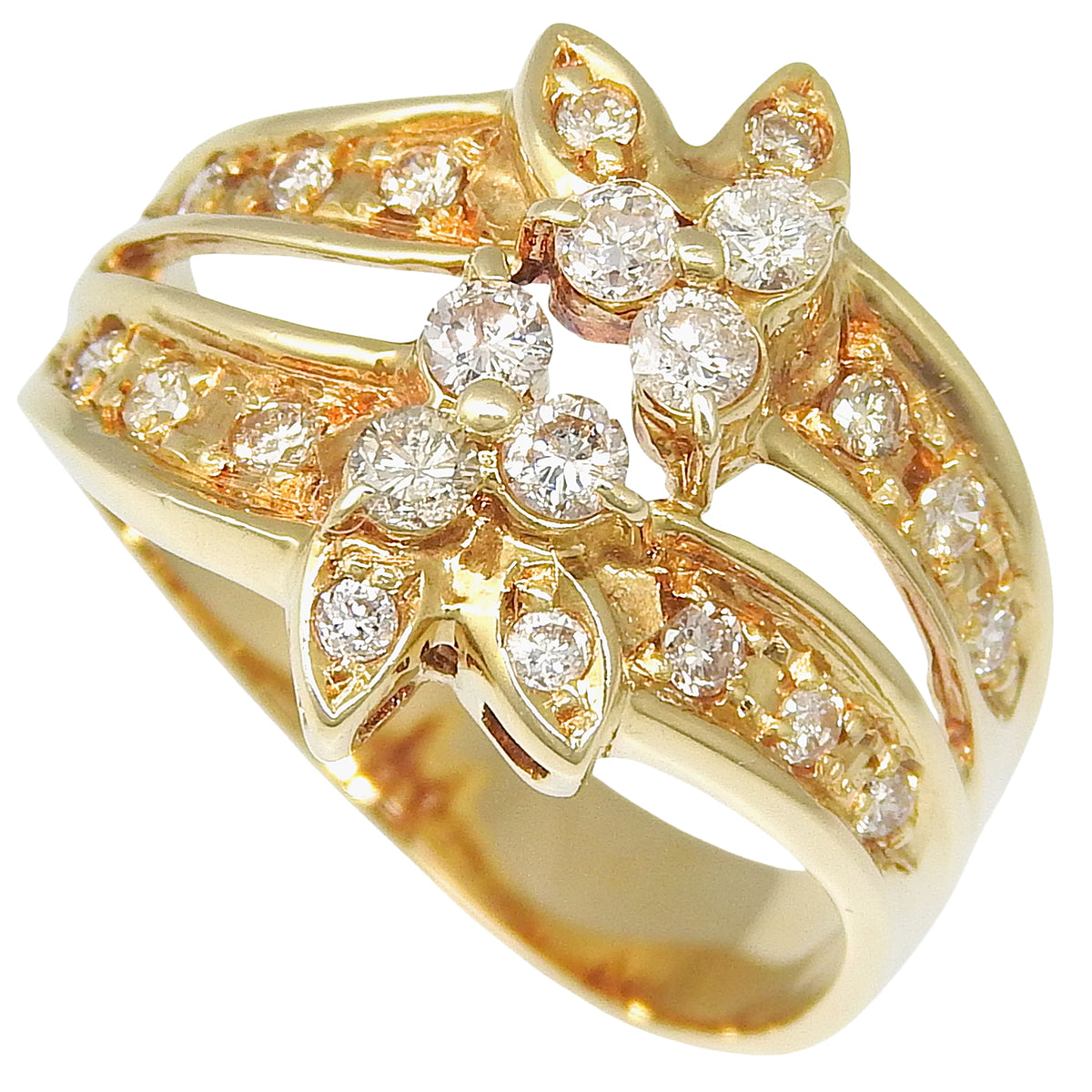 18K Diamond Design Ring #52 Gold