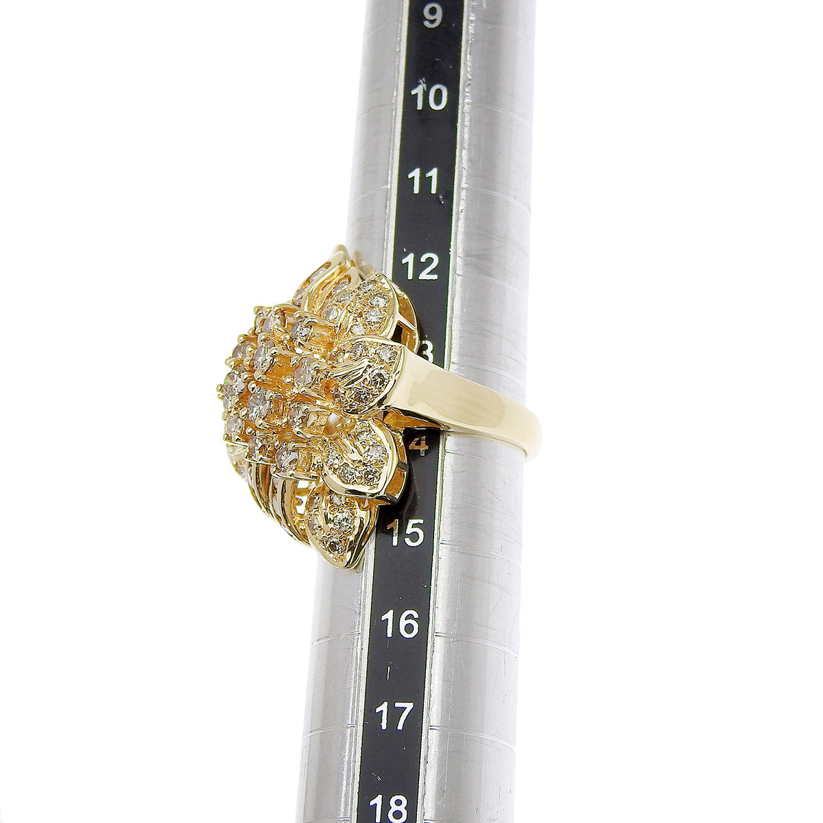 18K钻石花卉图案戒指 #54 金色