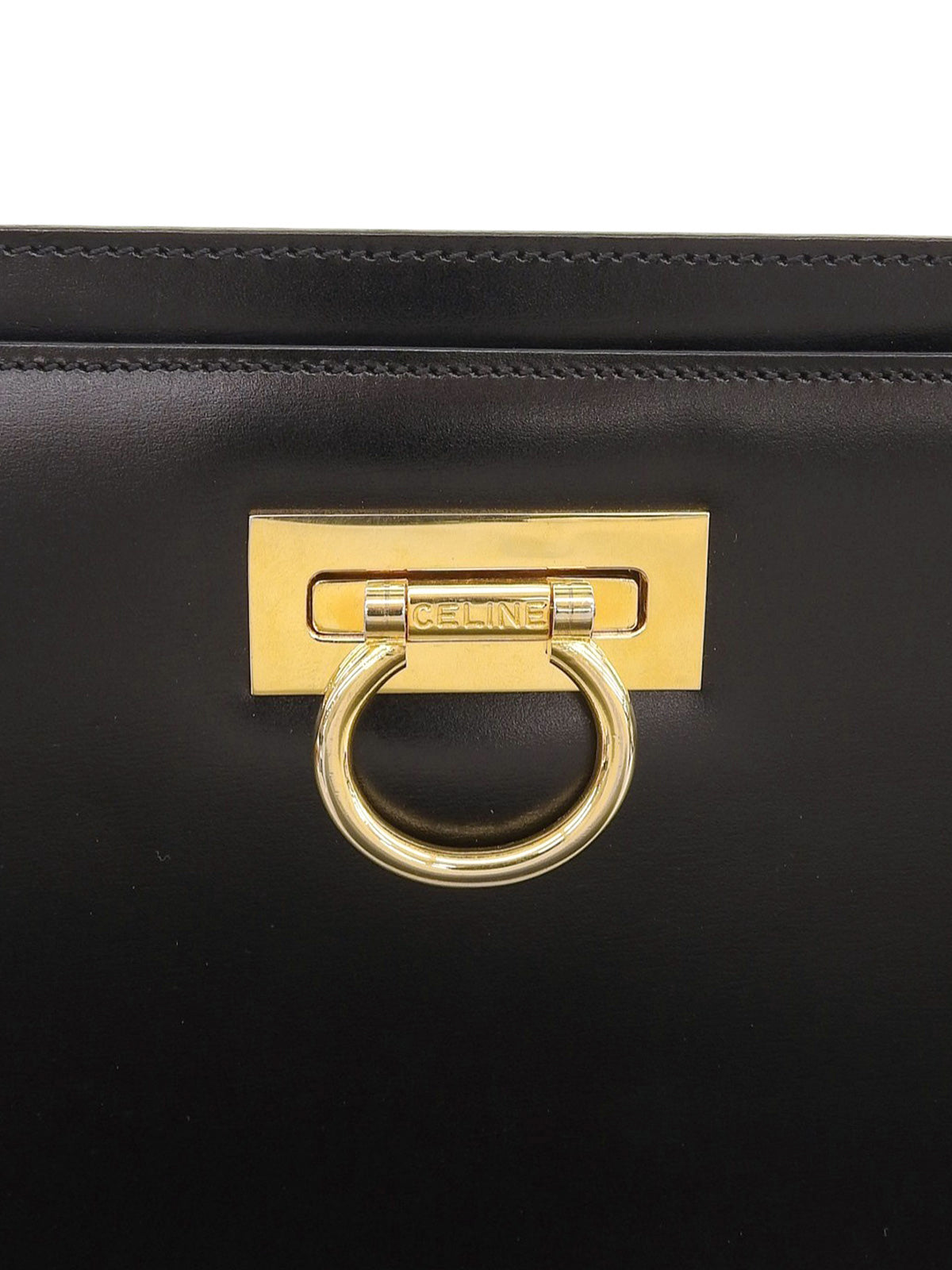 ロゴプレートハンドバッグ ブラック