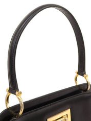 ロゴプレートハンドバッグ ブラック