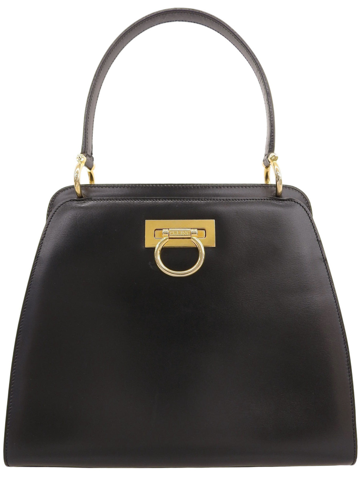 ロゴプレートハンドバッグ ブラック