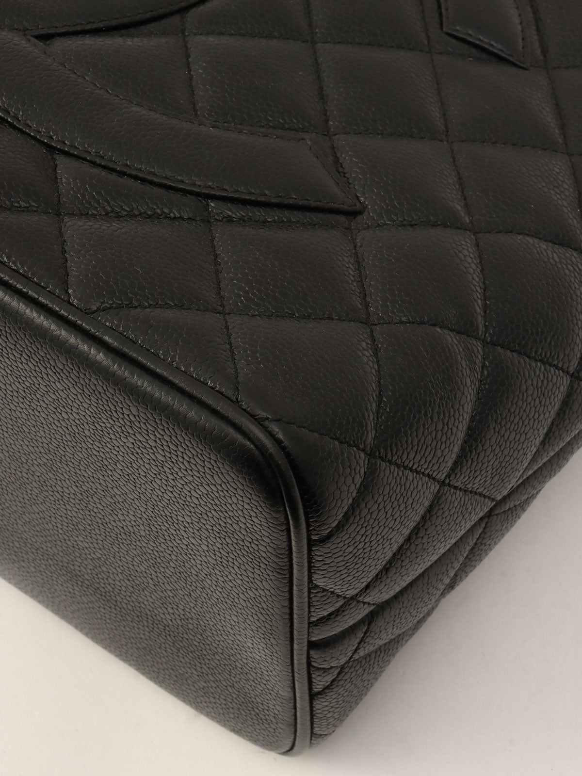 2000年頃製 キャビアスキンCCマークステッチ復刻トートバッグ ブラック