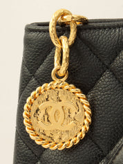 2000年頃製 キャビアスキンCCマークステッチ復刻トートバッグ ブラック