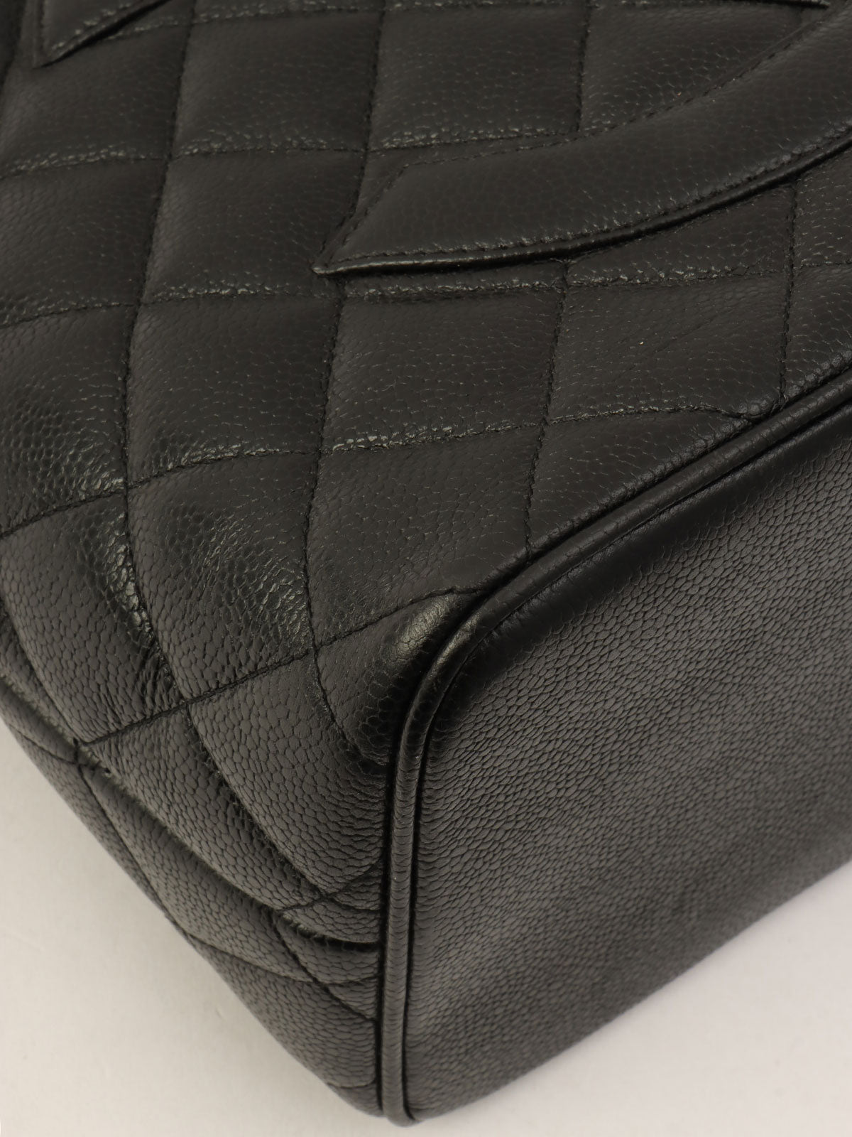 2000年頃製 キャビアスキンCCマークステッチ復刻トートバッグ ブラック