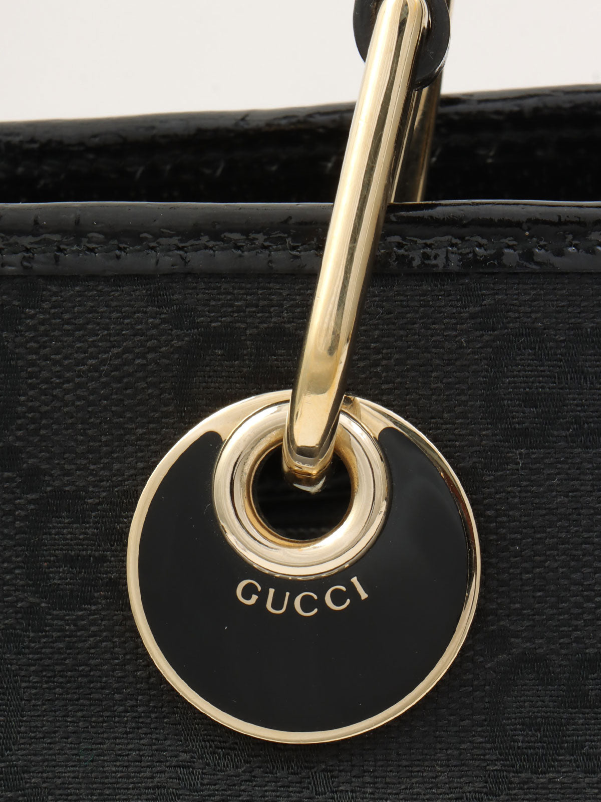 GG Canvas Logo Plate Handbag Black