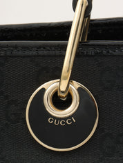 GG Canvas Logo Plate Handbag Black