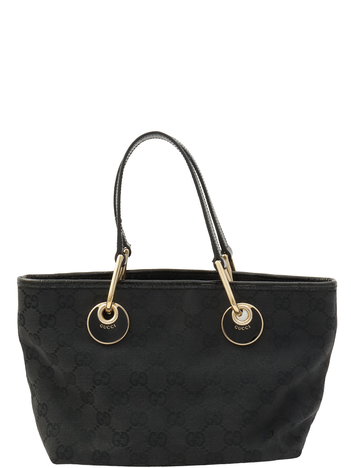 GG Canvas Logo Plate Handbag Black