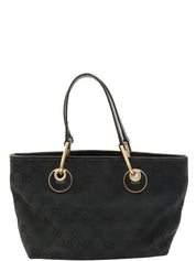 GG Canvas Logo Plate Handbag Black